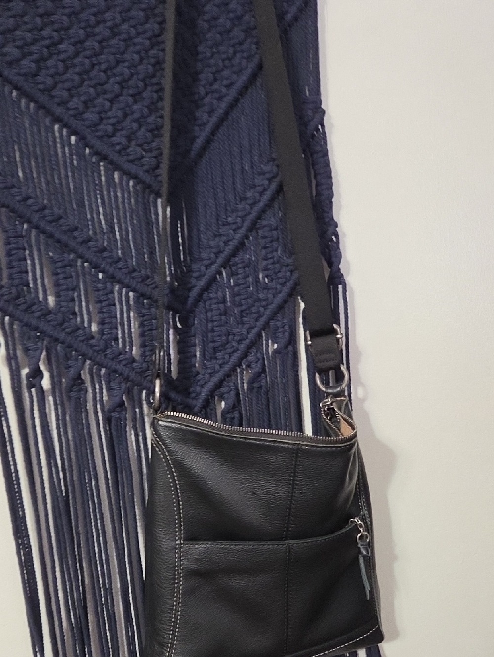 The Sak Black Leather Crossbody Bag with Front Pocket